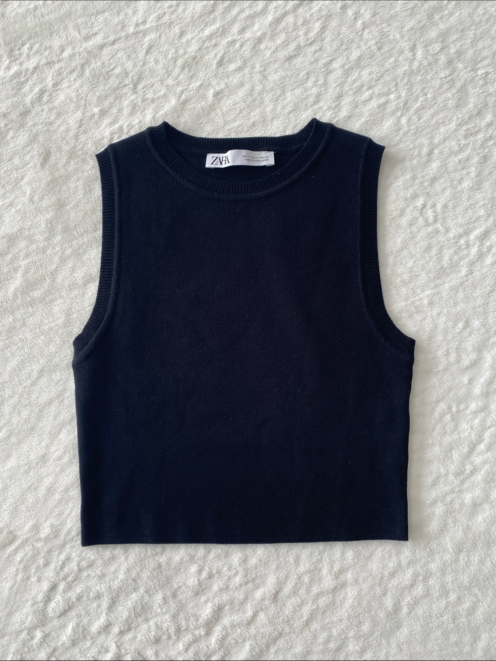 Zara Black Sleeveless Knit Cropped Tank